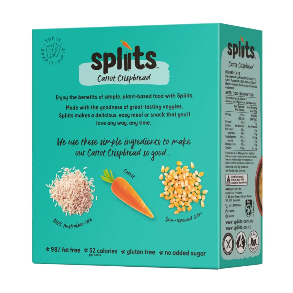 Bánh Cà Rốt Giòn, Carrot Crispbread, Gluten Free (125g) - SPLIITS